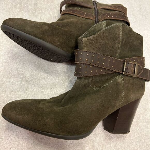 Diba Brown Ankle Boots with Stacked Heel - Picture 3 of 4